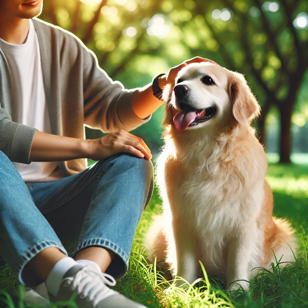 A Therapy Dog Calming a Person