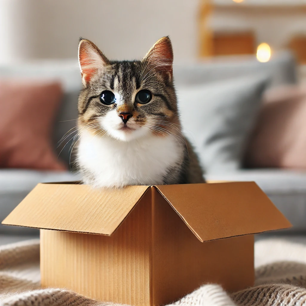 Cat sitting inside a box